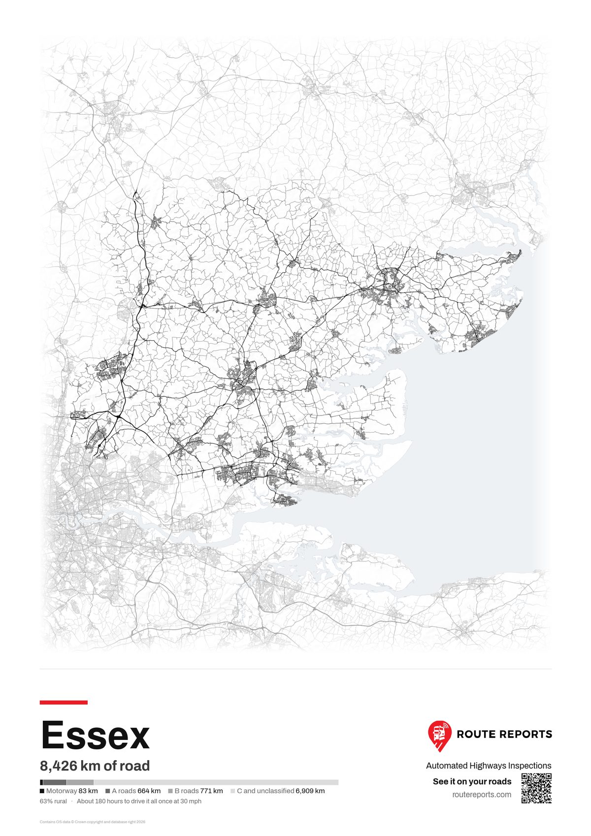 Road network poster, white