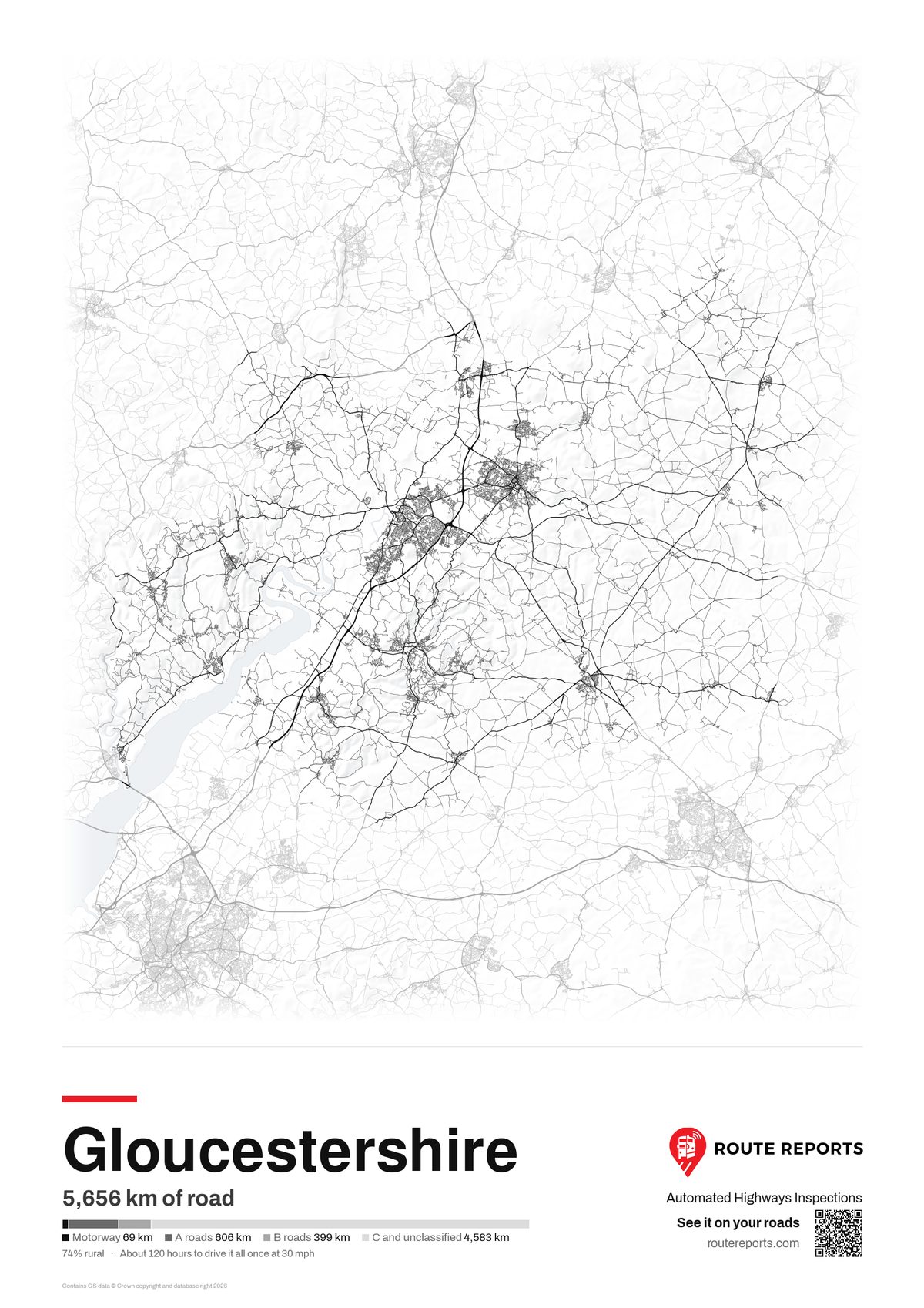 Road network poster, white
