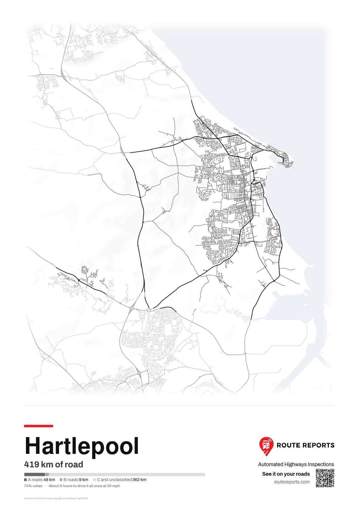 Road network poster, white