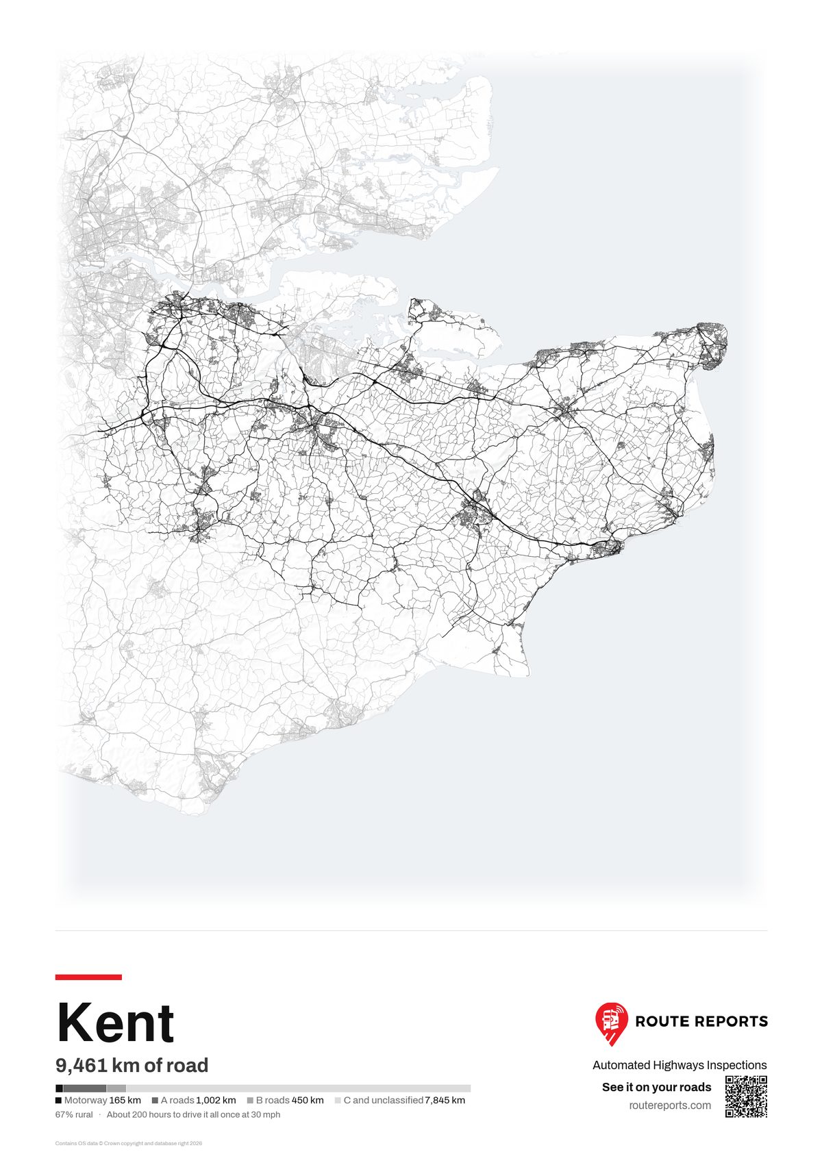 Road network poster, white