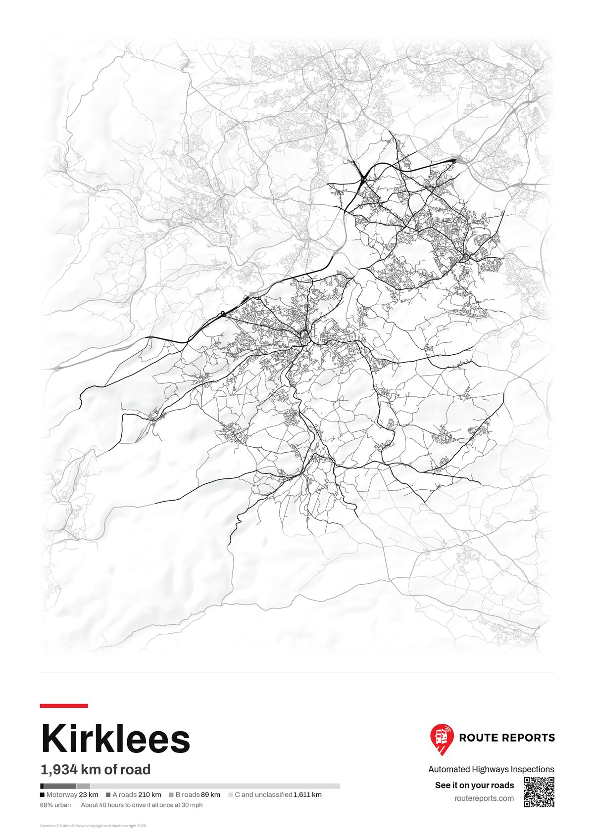 Road network poster, white