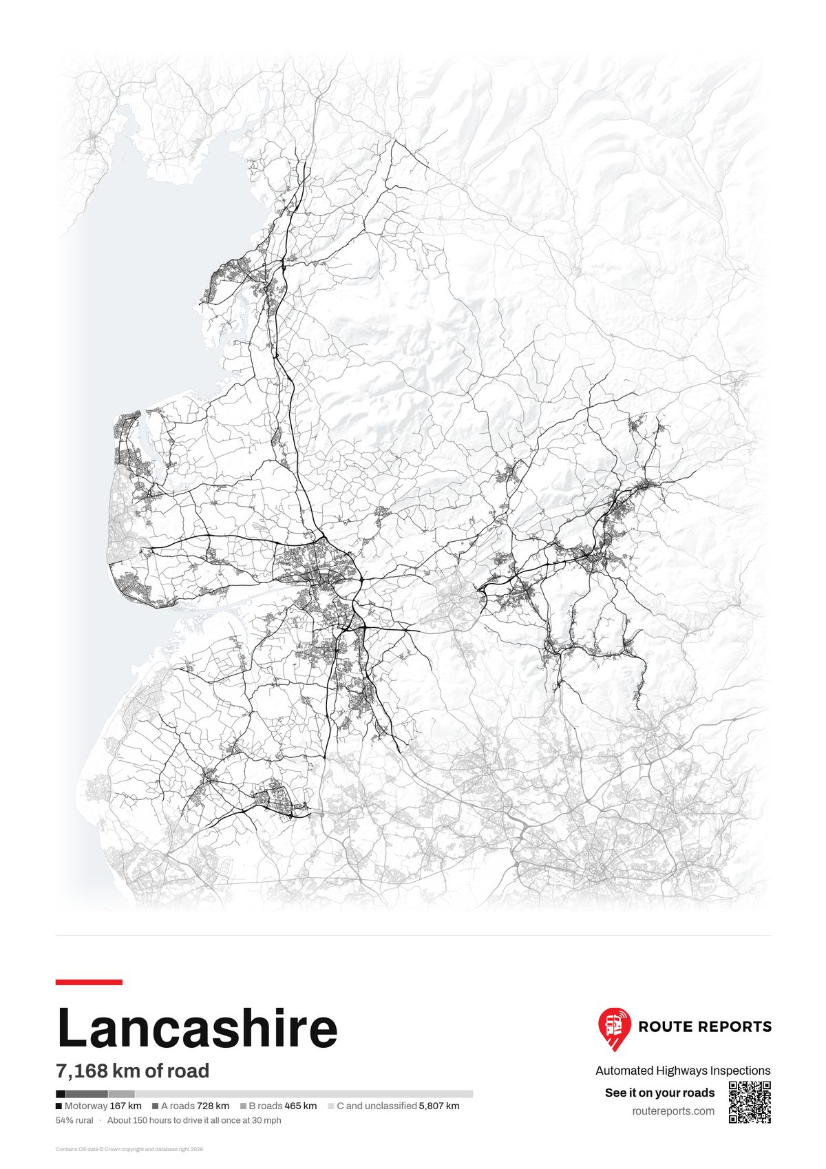 Road network poster, white