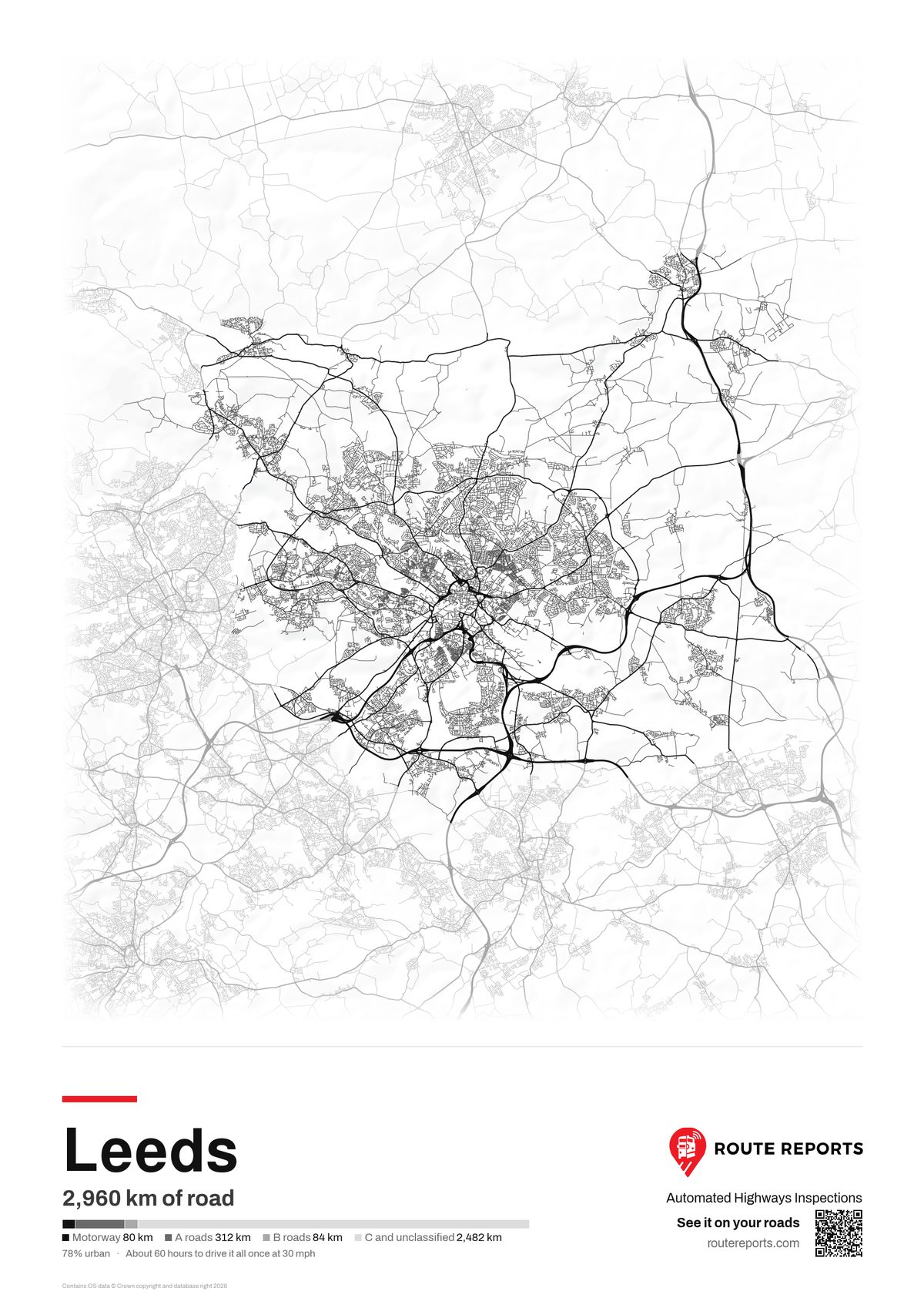 Road network poster, white