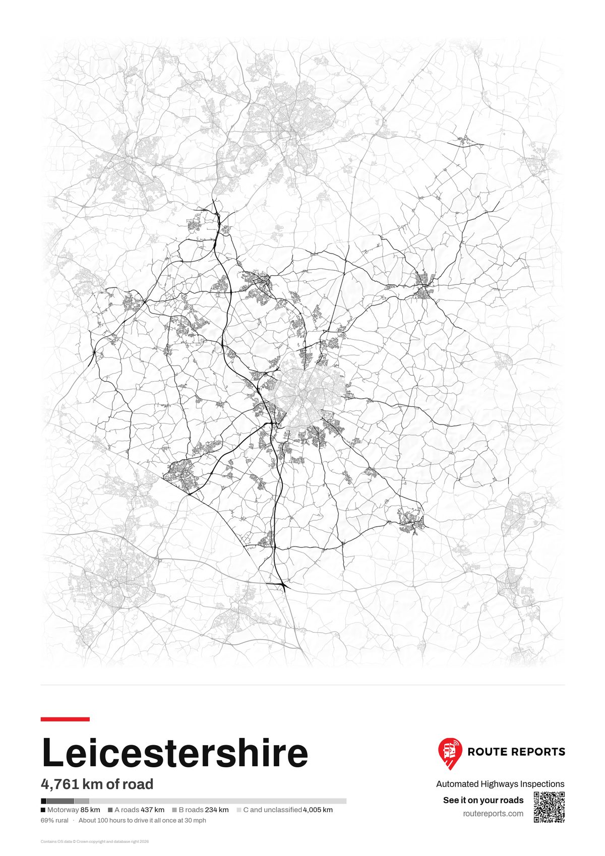 Road network poster, white