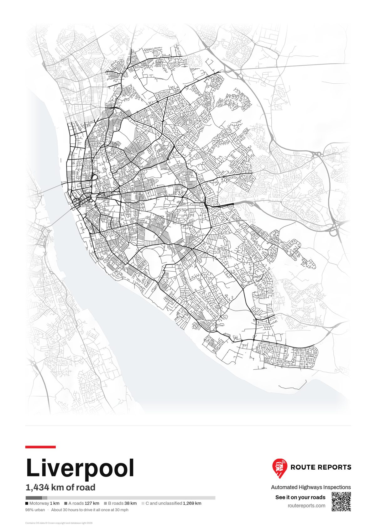 Road network poster, white