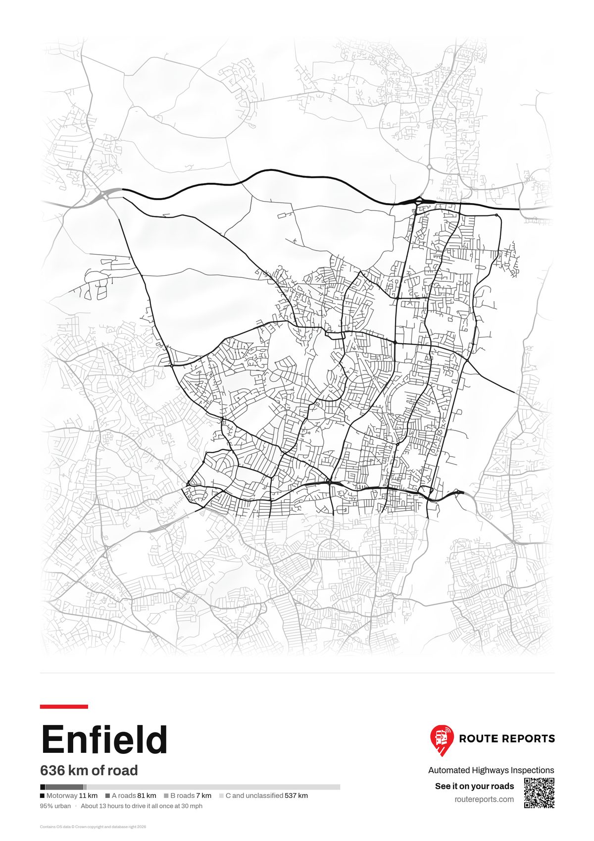 Road network poster, white