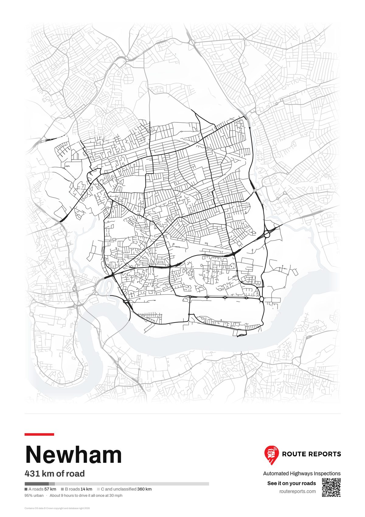Road network poster, white