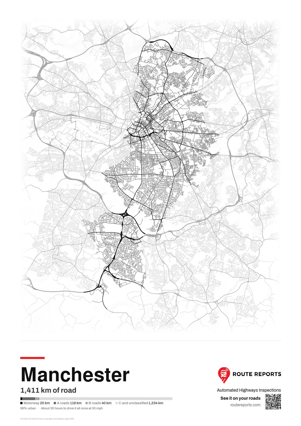 Road network poster, white