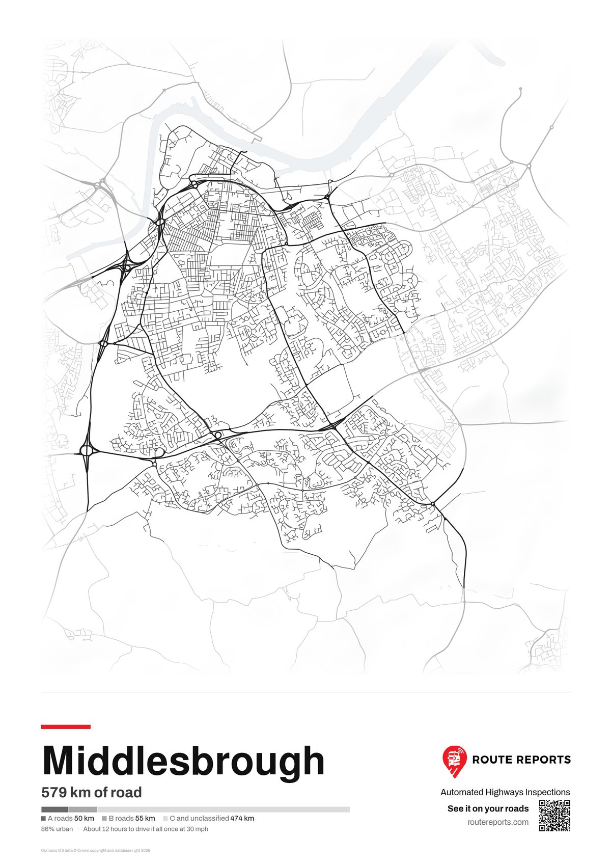 Road network poster, white
