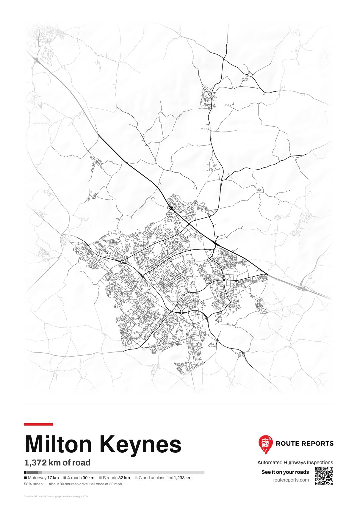 Road network poster, white