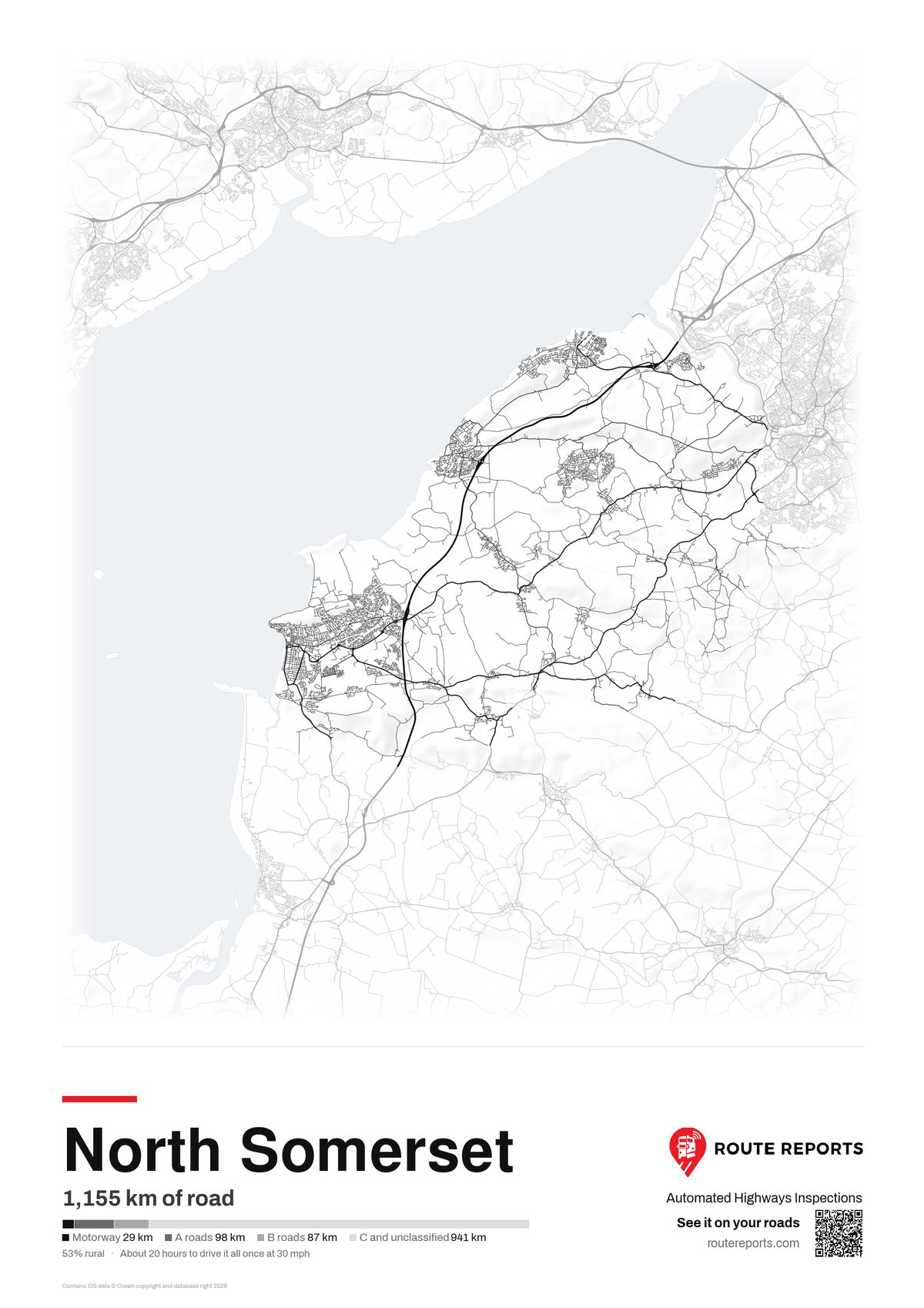 Road network poster, white
