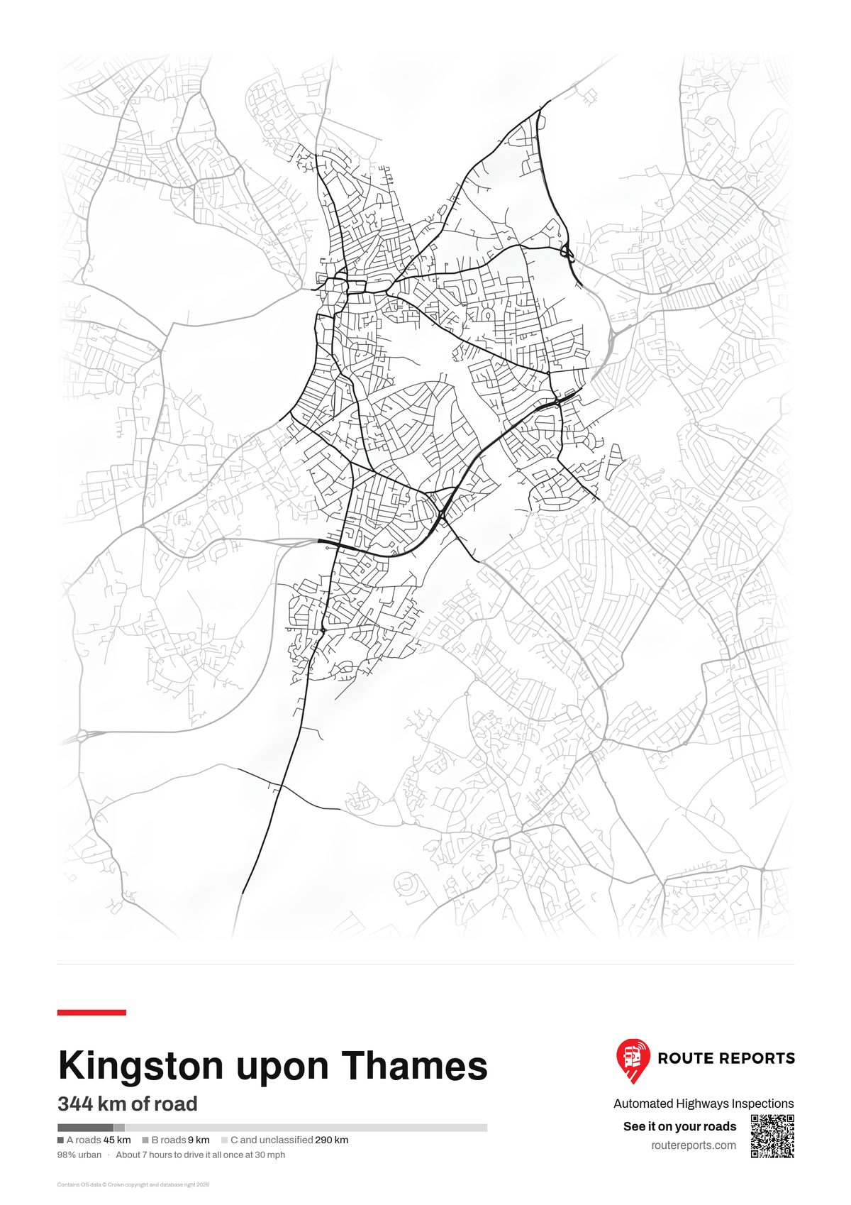 Road network poster, white