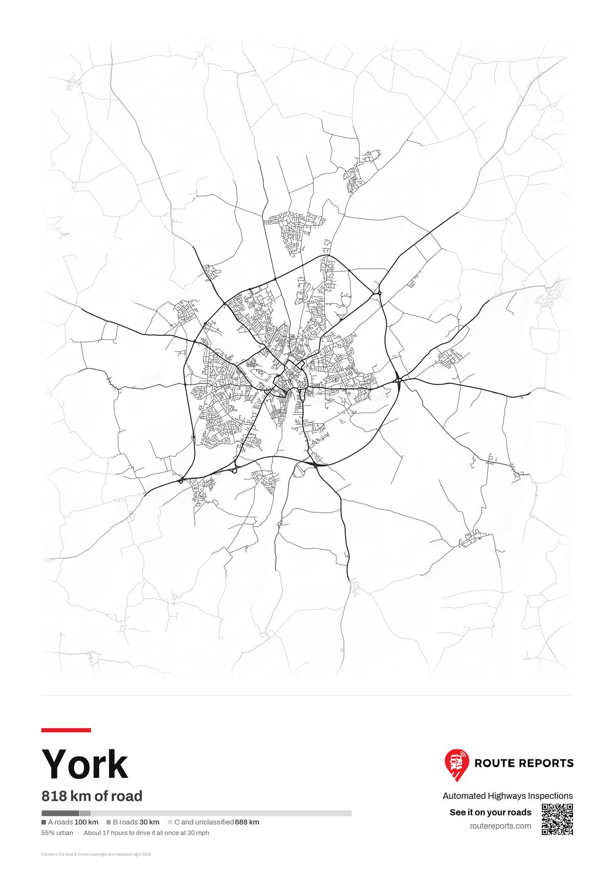 Road network poster, white
