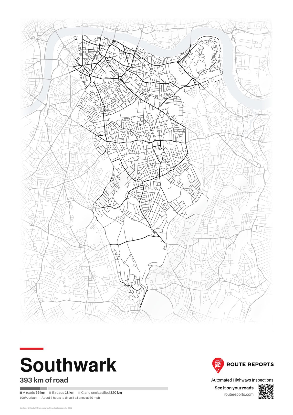 Road network poster, white