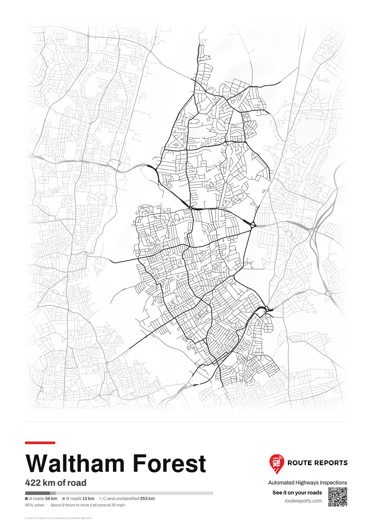 Road network poster, white