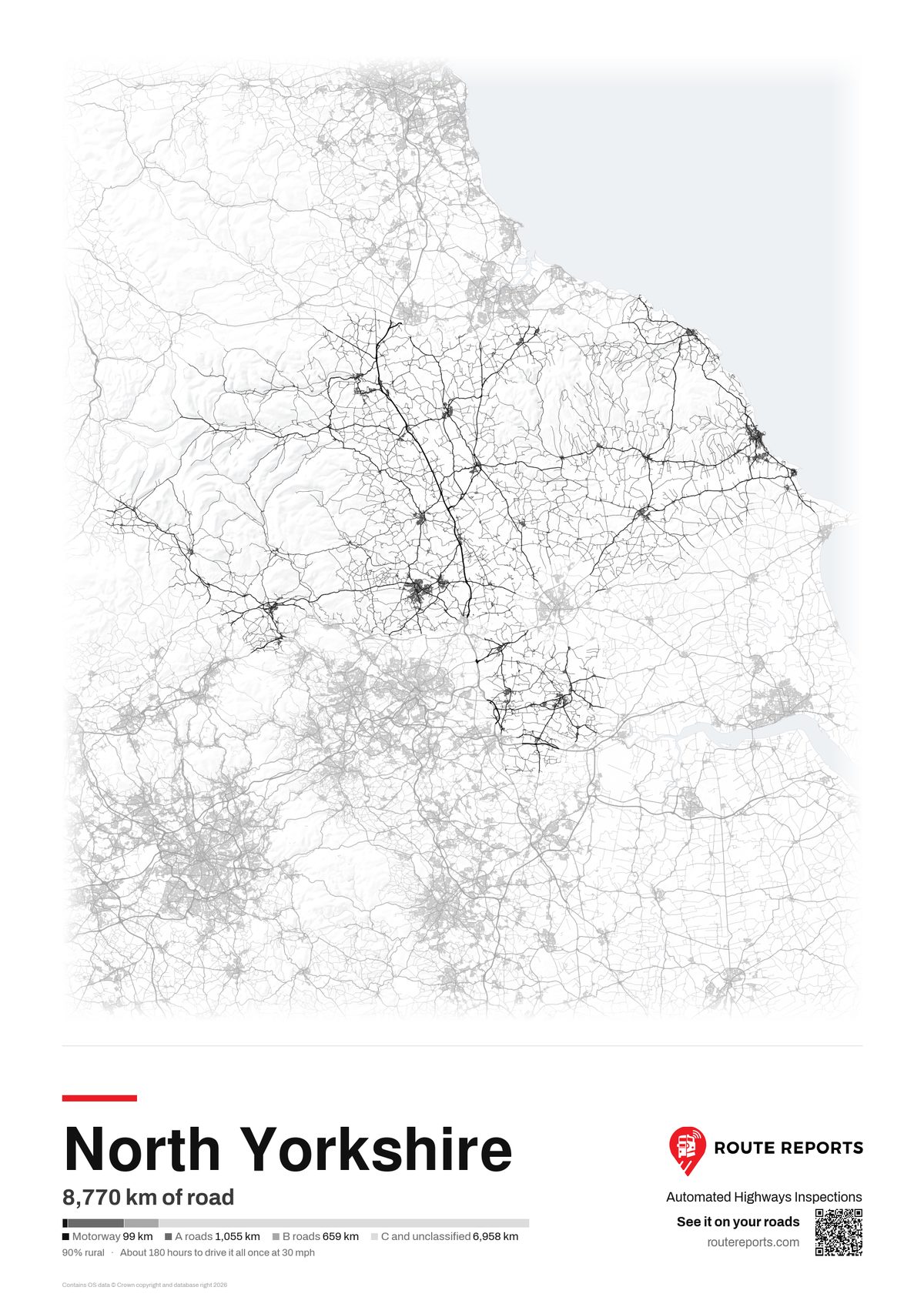 Road network poster, white
