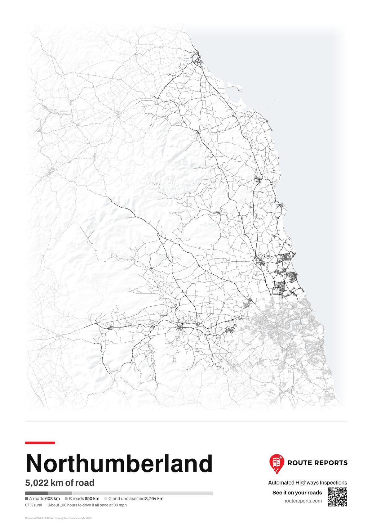 Road network poster, white