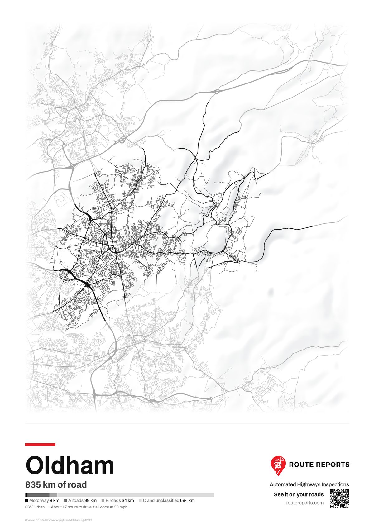 Road network poster, white
