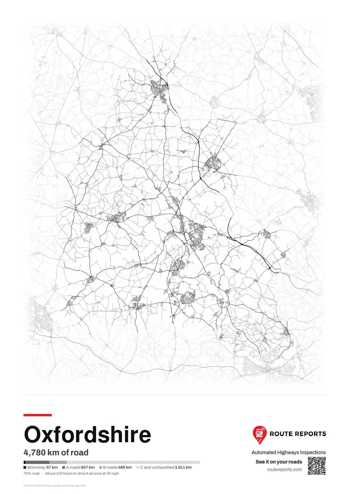 Road network poster, white