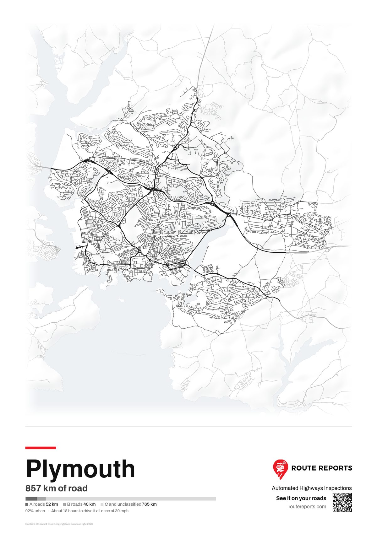 Road network poster, white