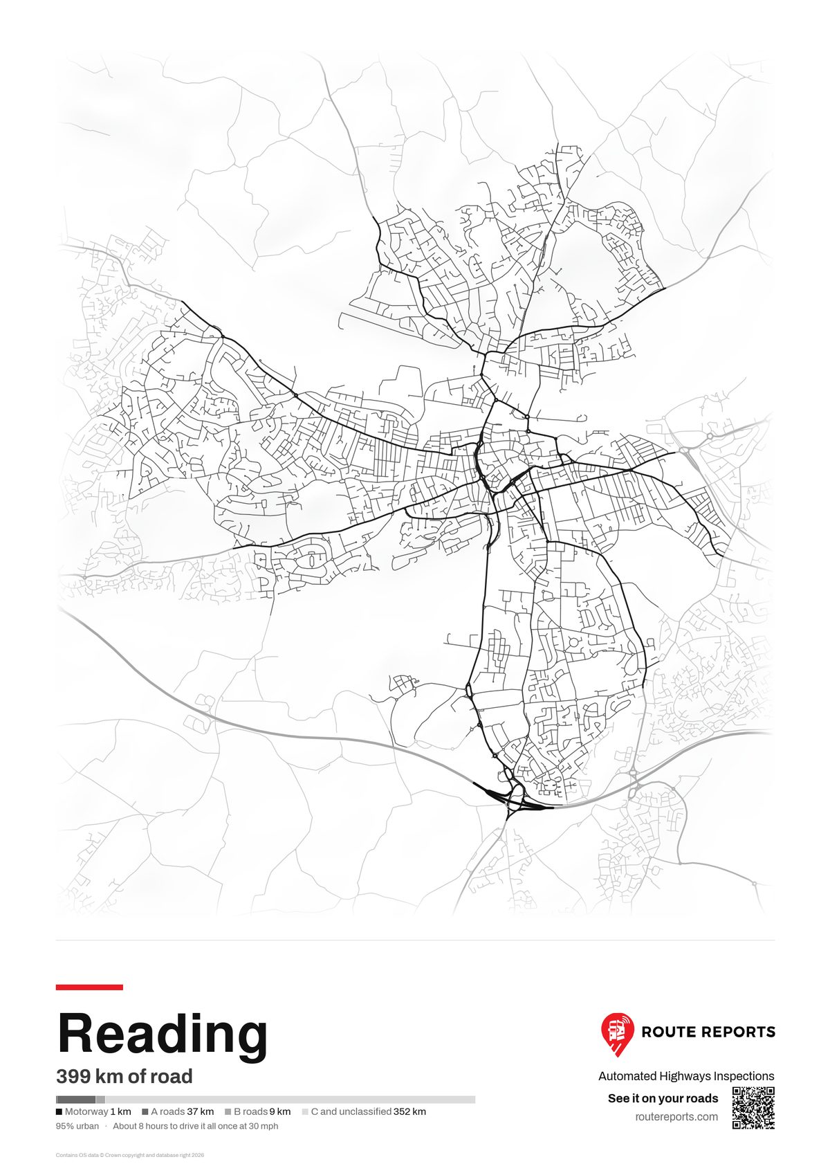 Road network poster, white