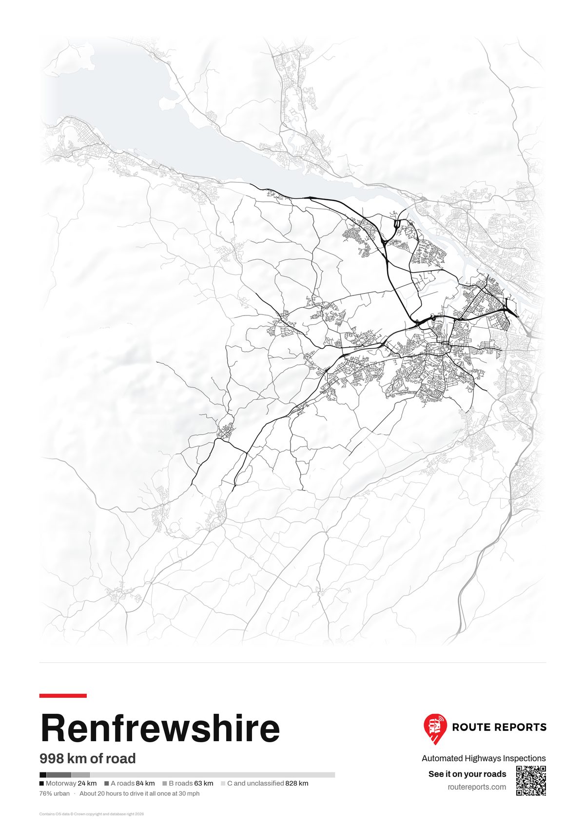 Road network poster, white