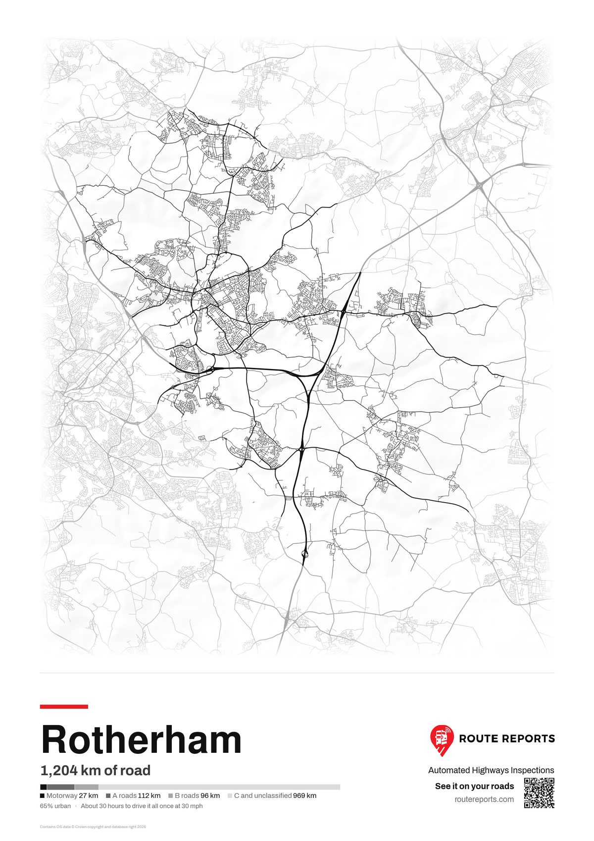 Road network poster, white