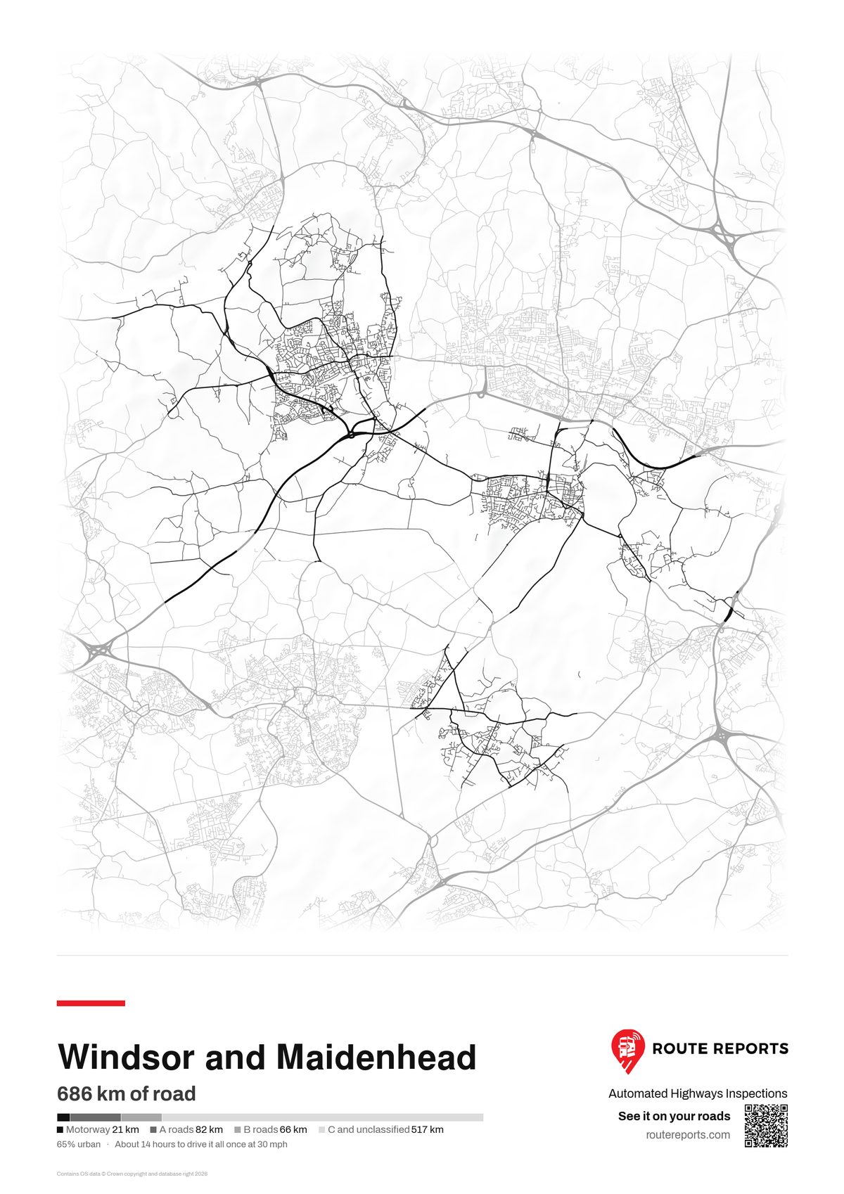 Road network poster, white