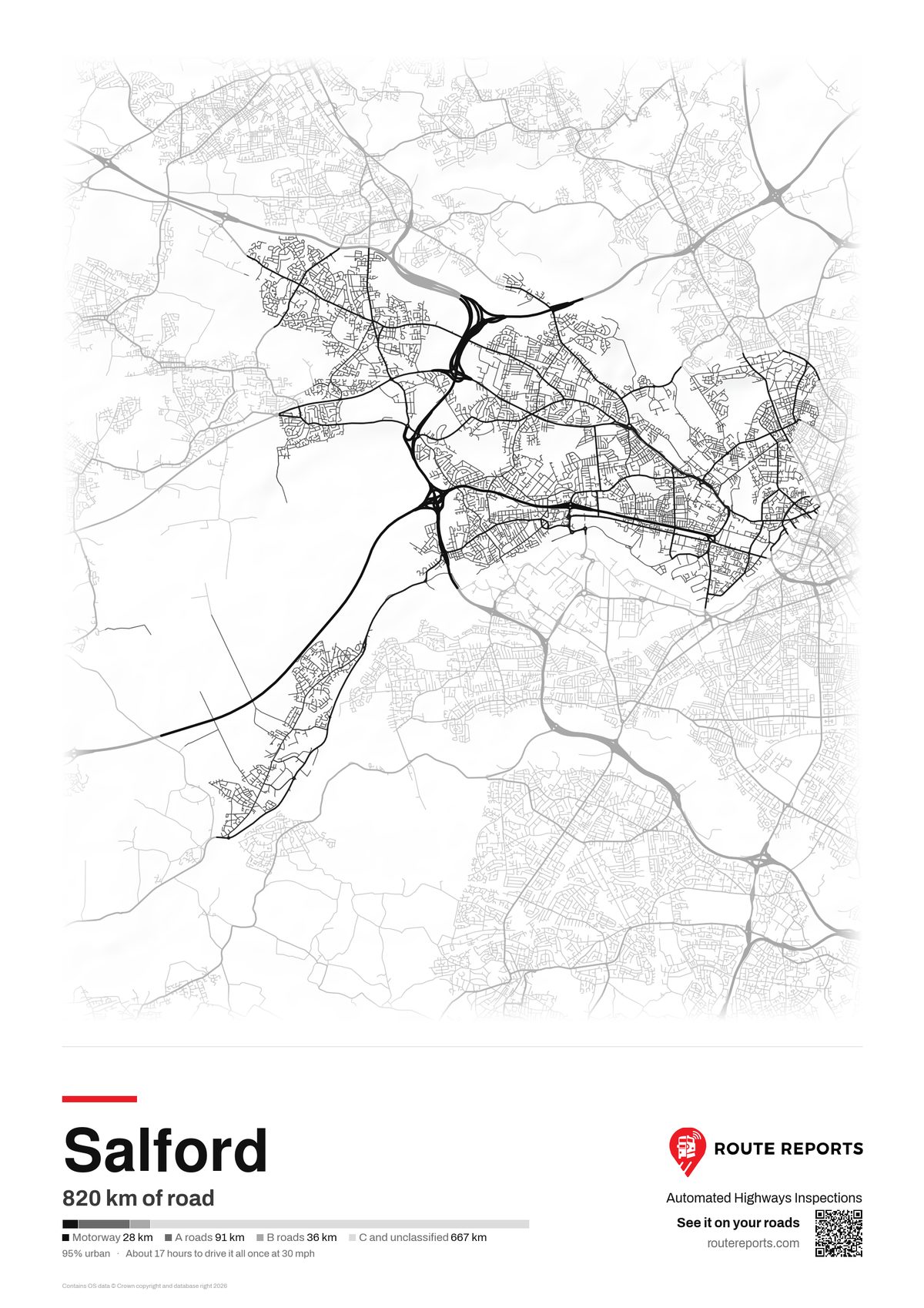 Road network poster, white
