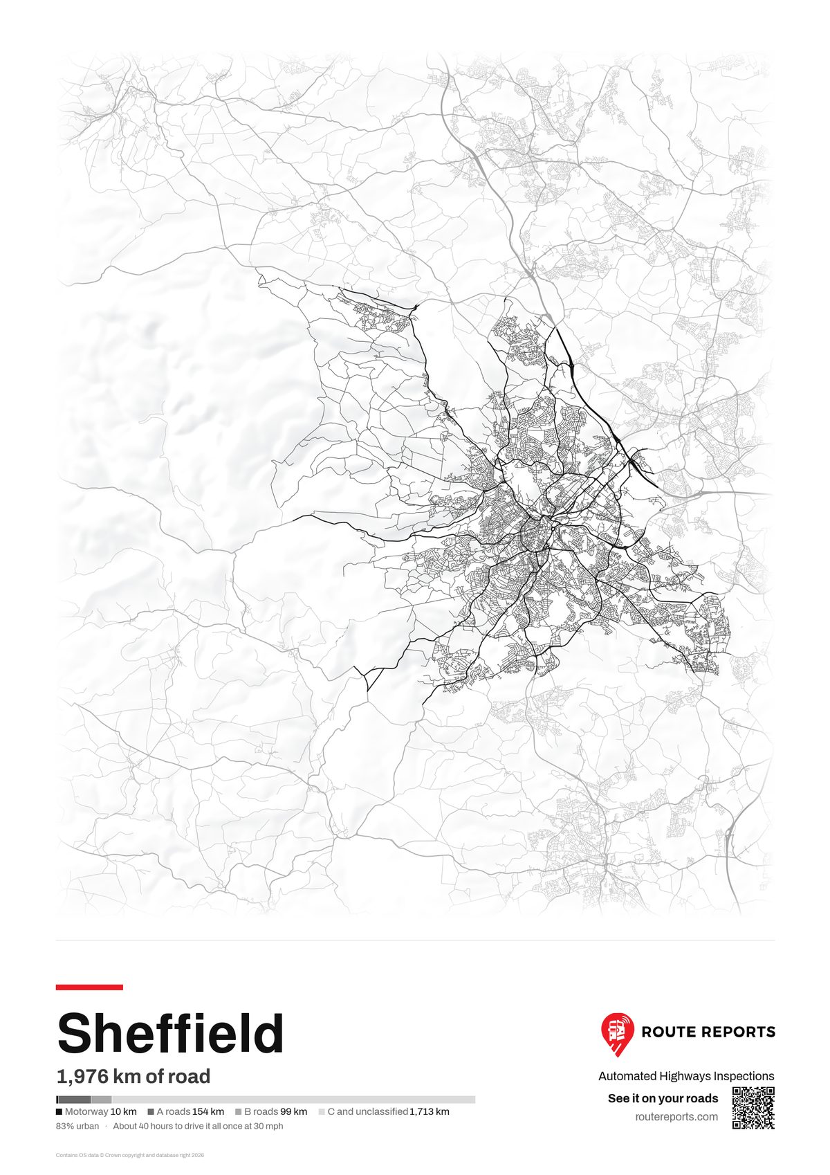 Road network poster, white