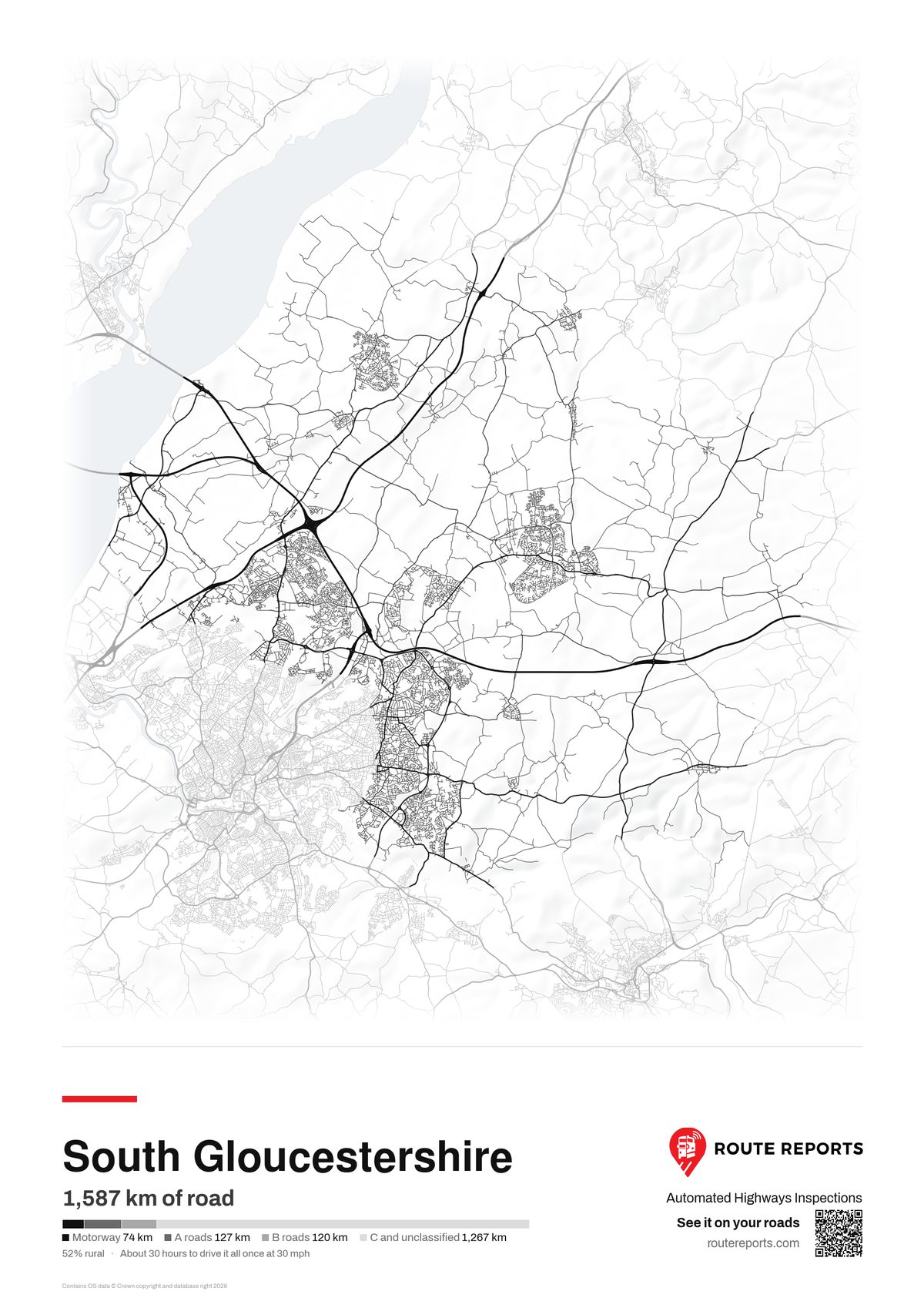 Road network poster, white