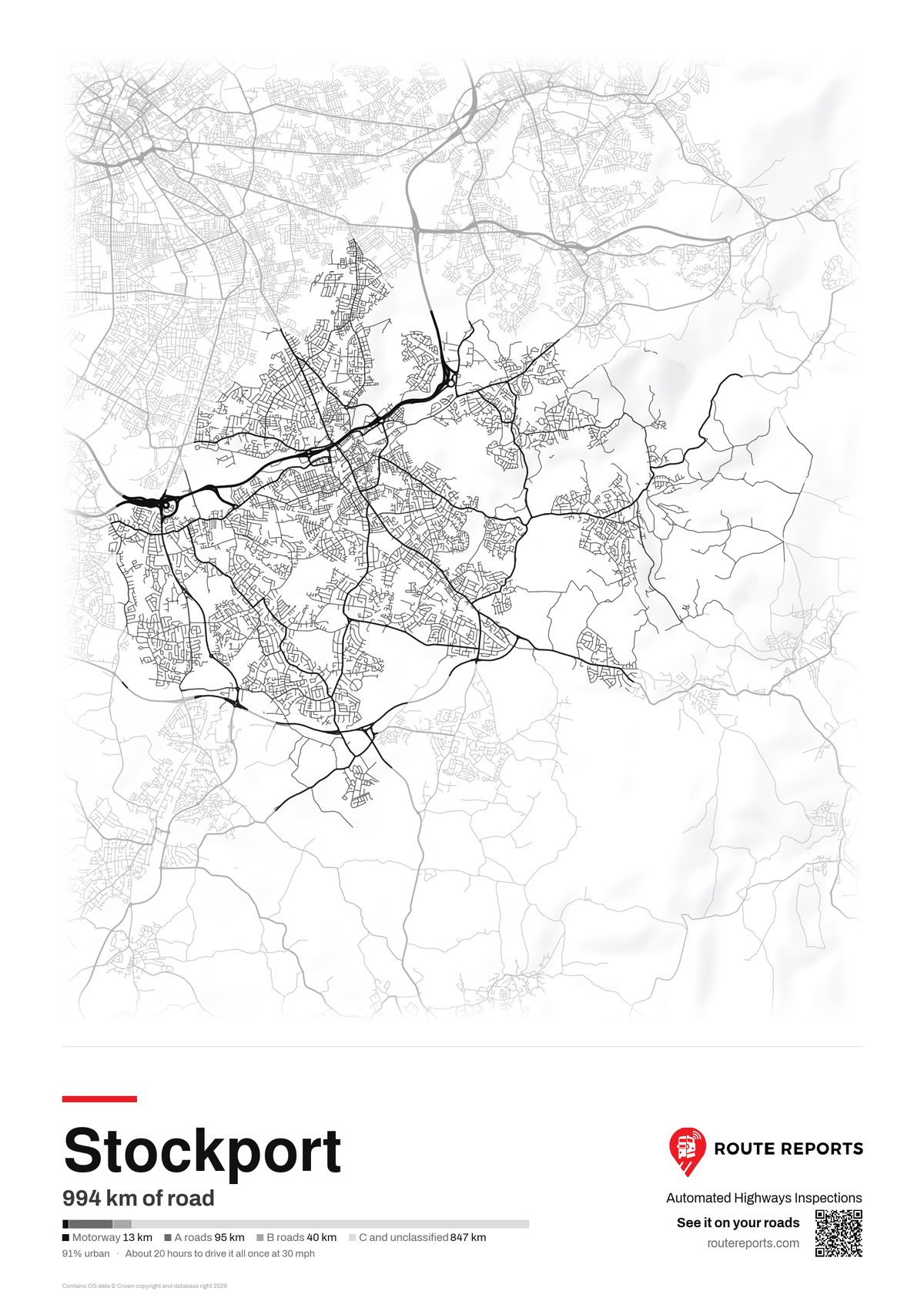 Road network poster, white