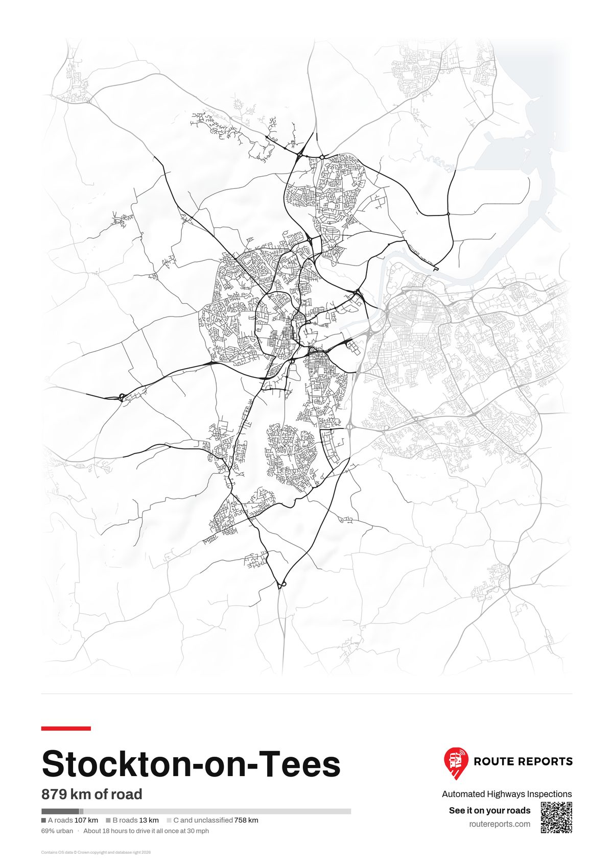 Road network poster, white