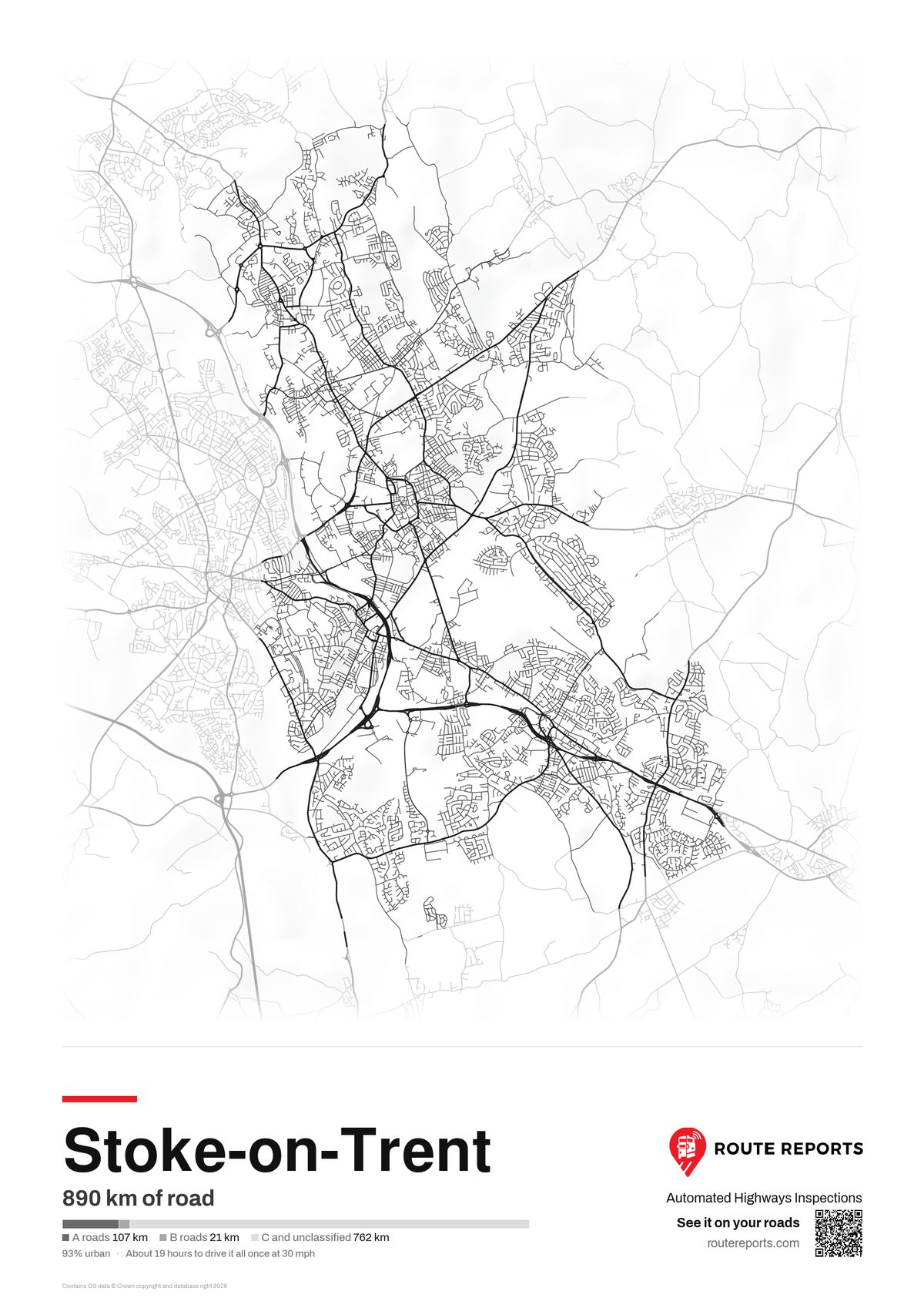 Road network poster, white