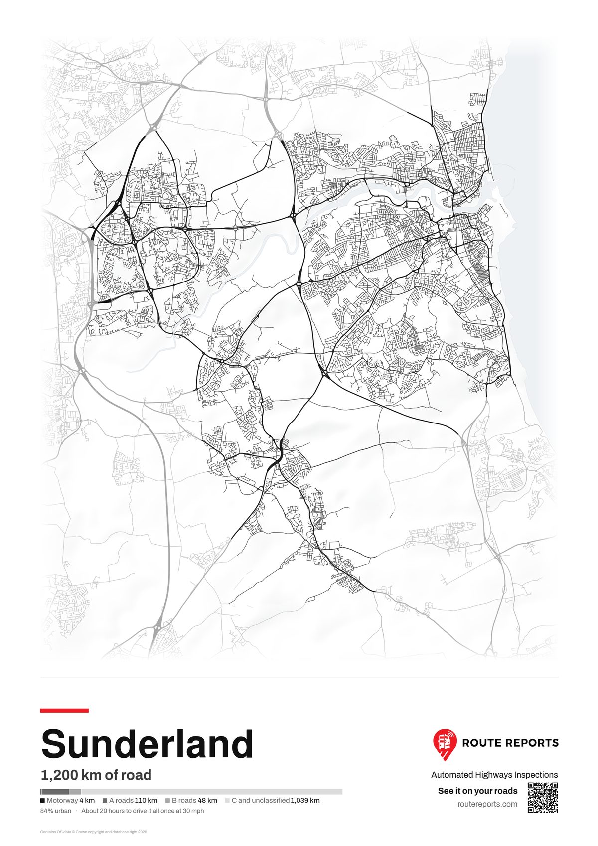 Road network poster, white