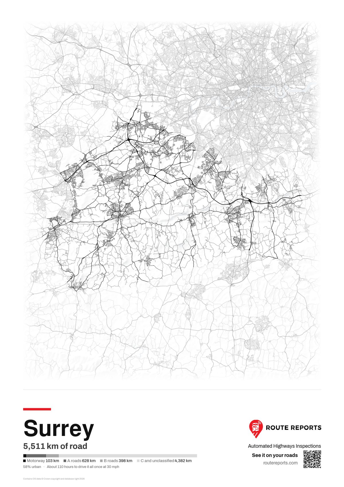 Road network poster, white