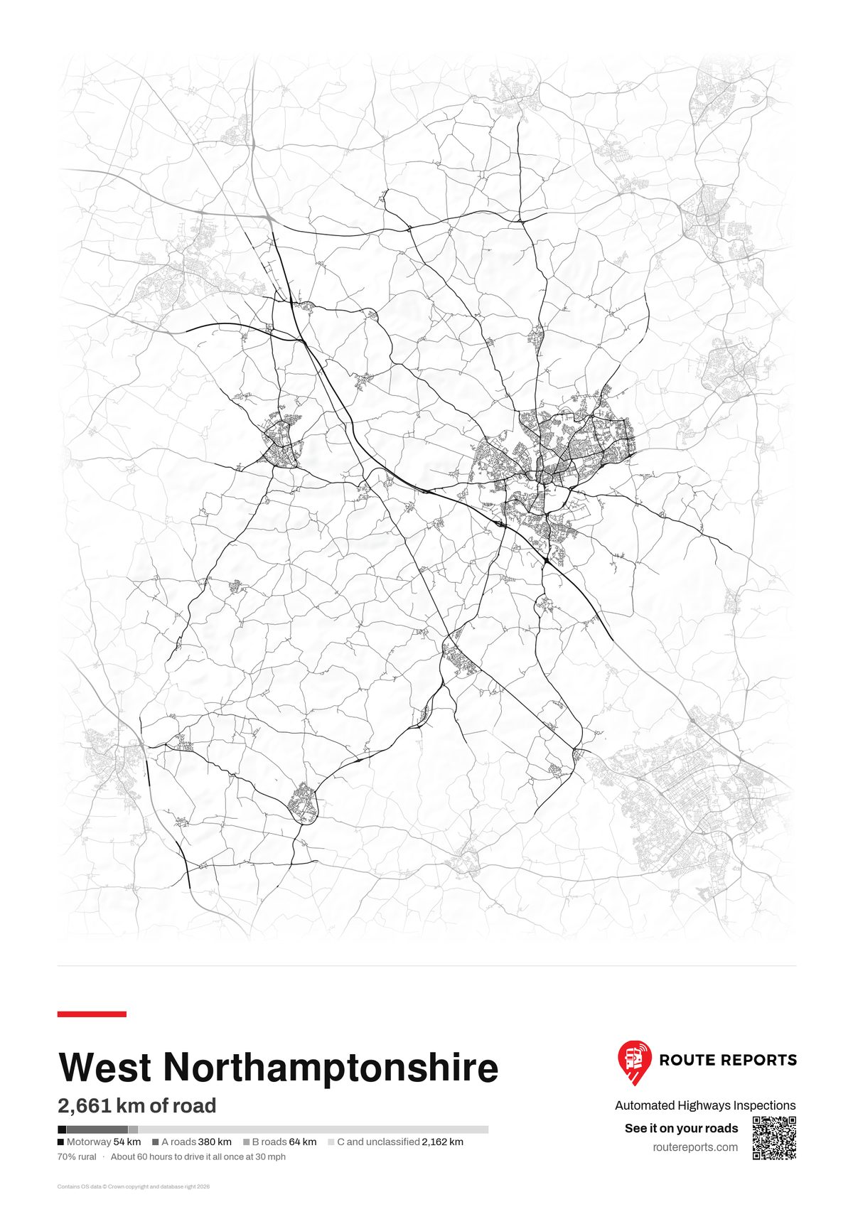 Road network poster, white