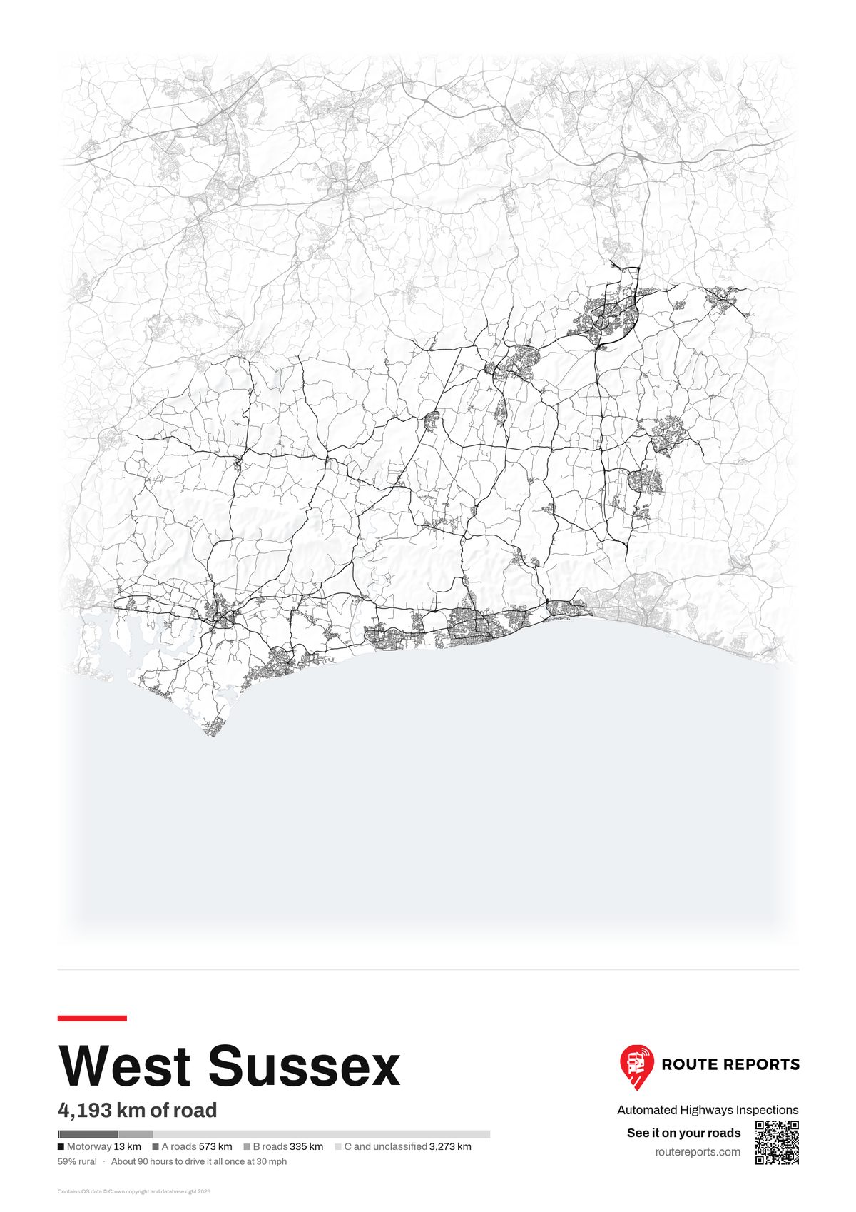 Road network poster, white