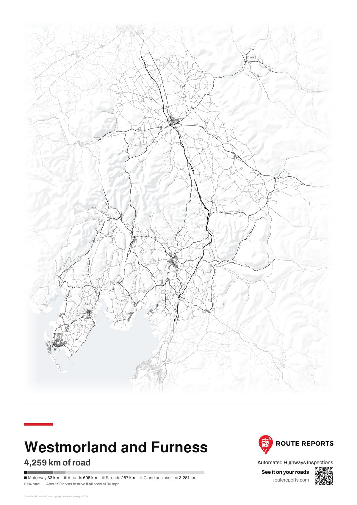Road network poster, white