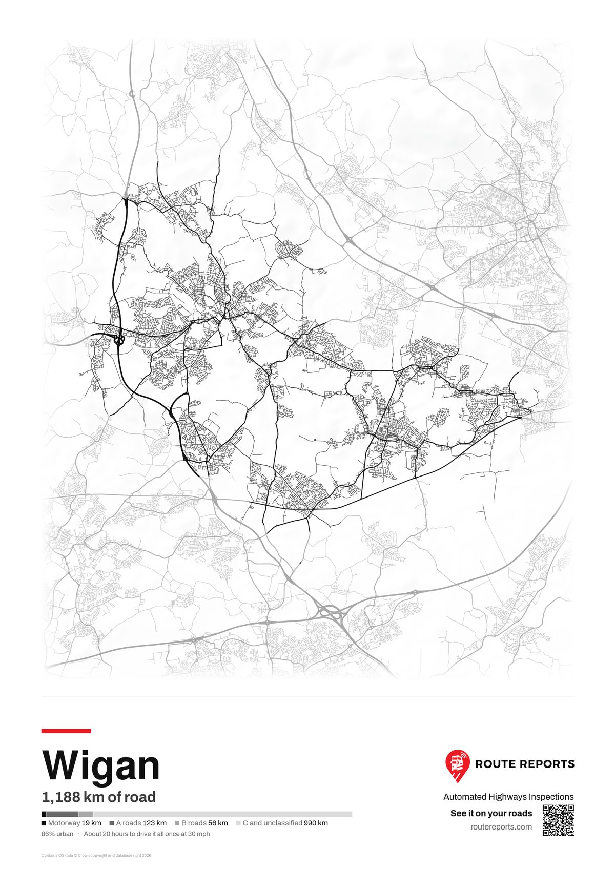 Road network poster, white