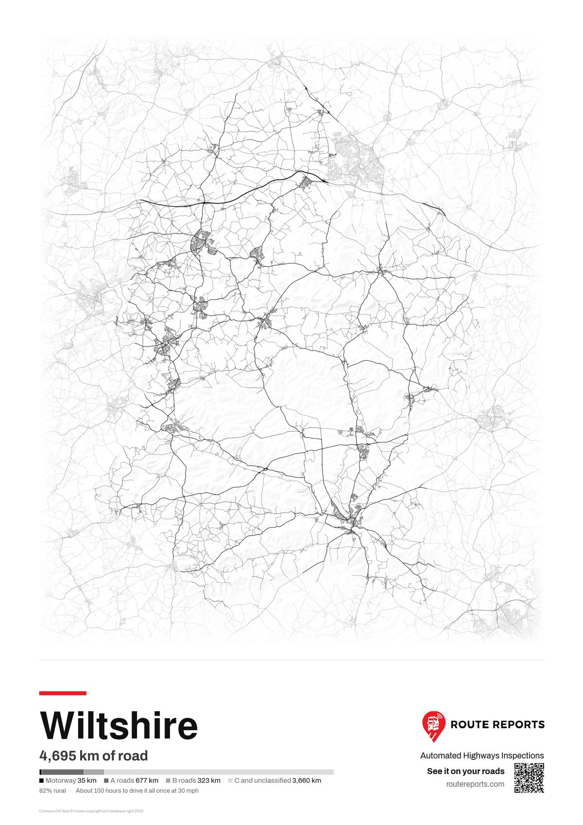 Road network poster, white