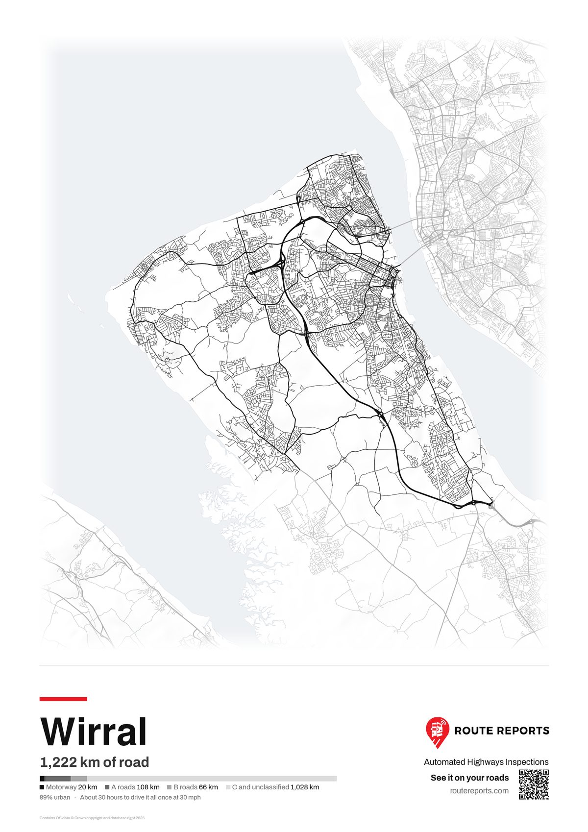 Road network poster, white