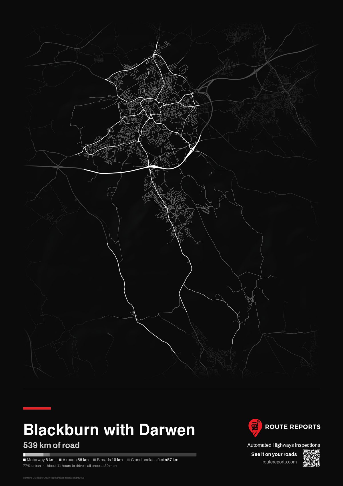 Road network poster, black