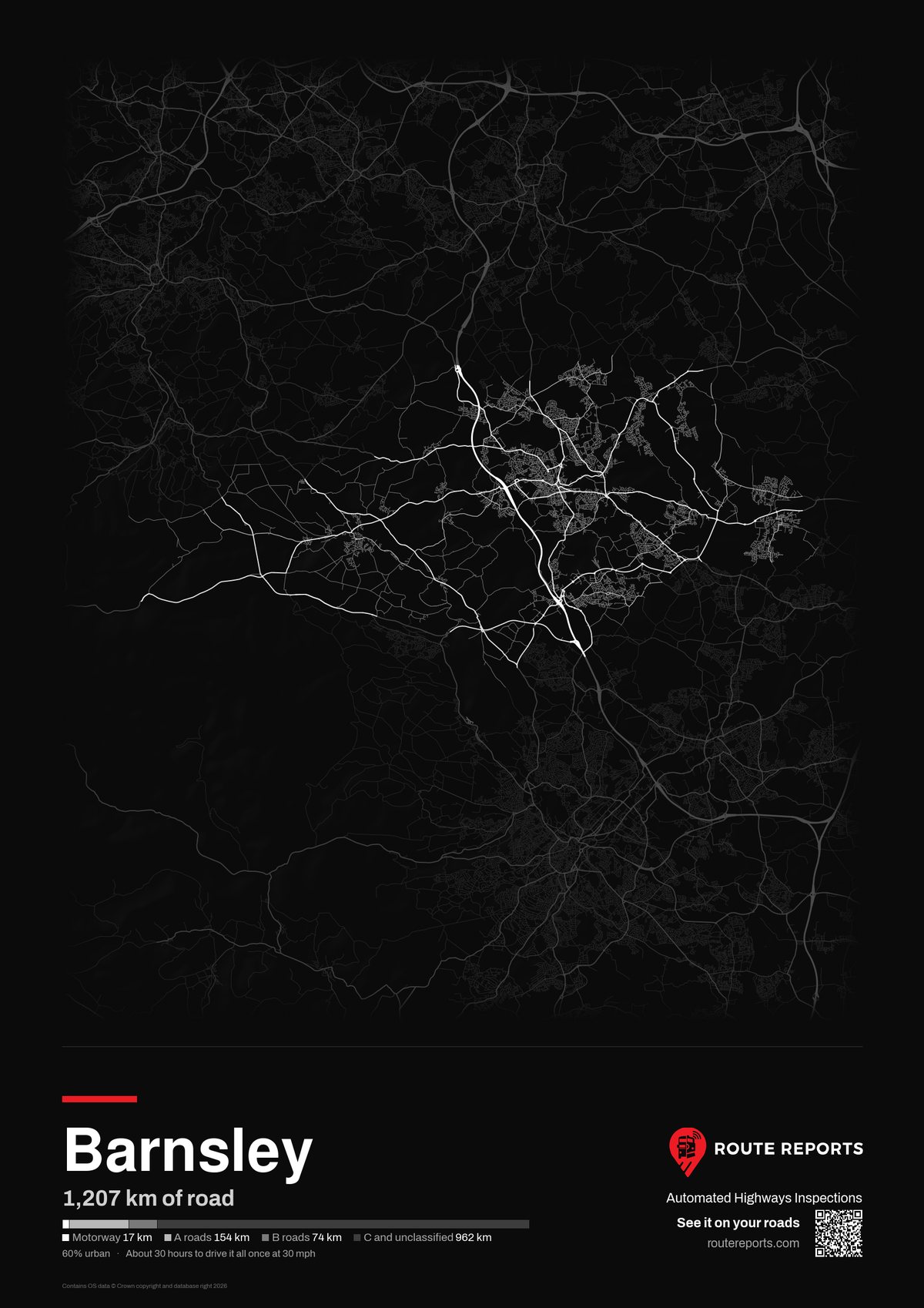 Road network poster, black