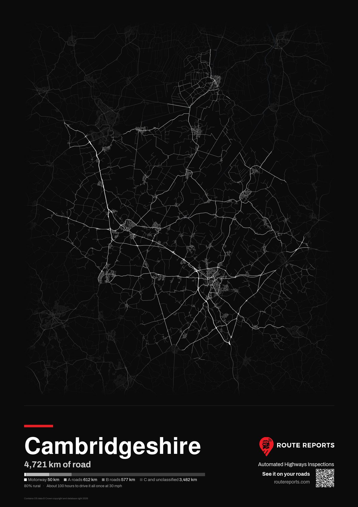 Road network poster, black
