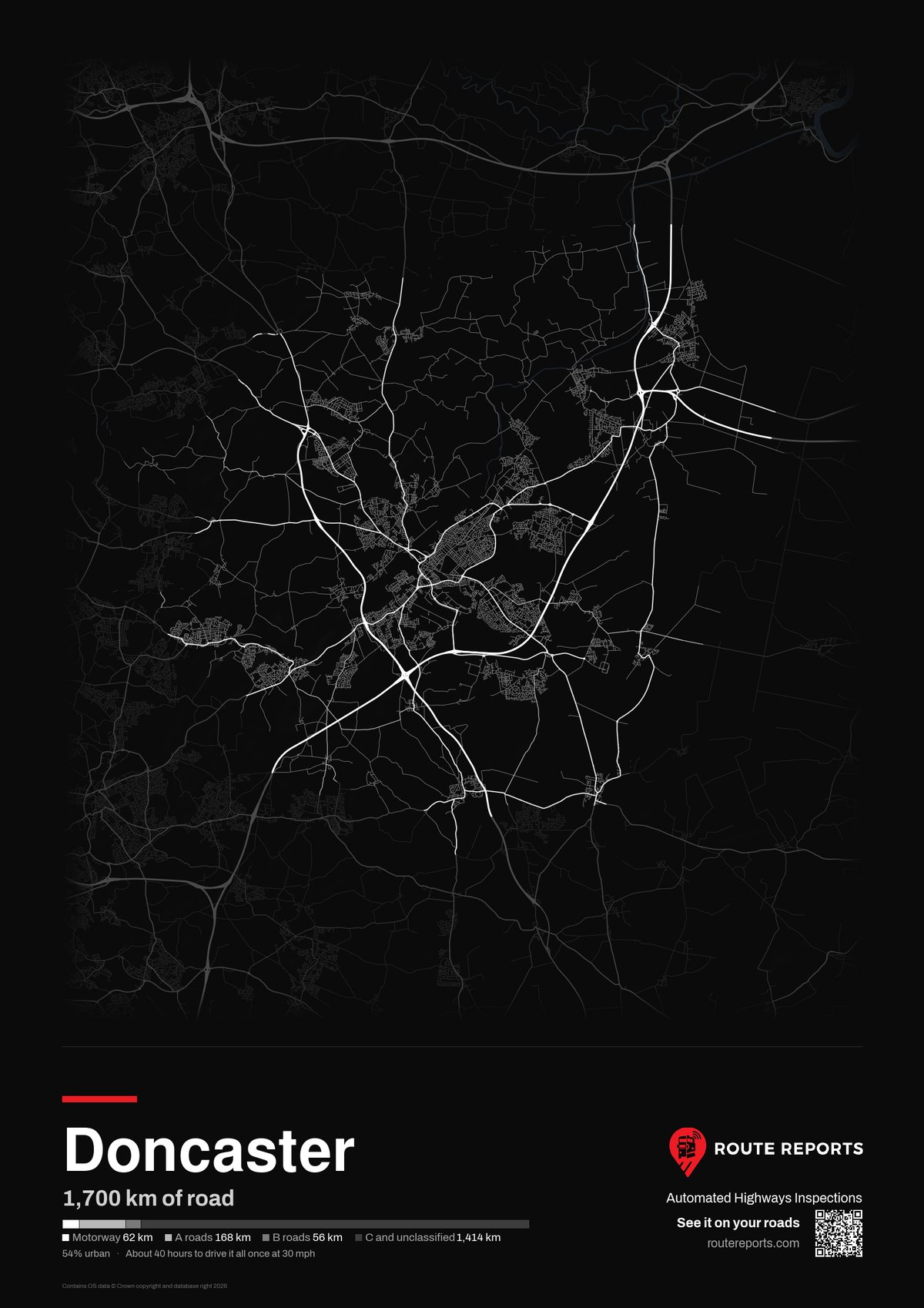 Road network poster, black