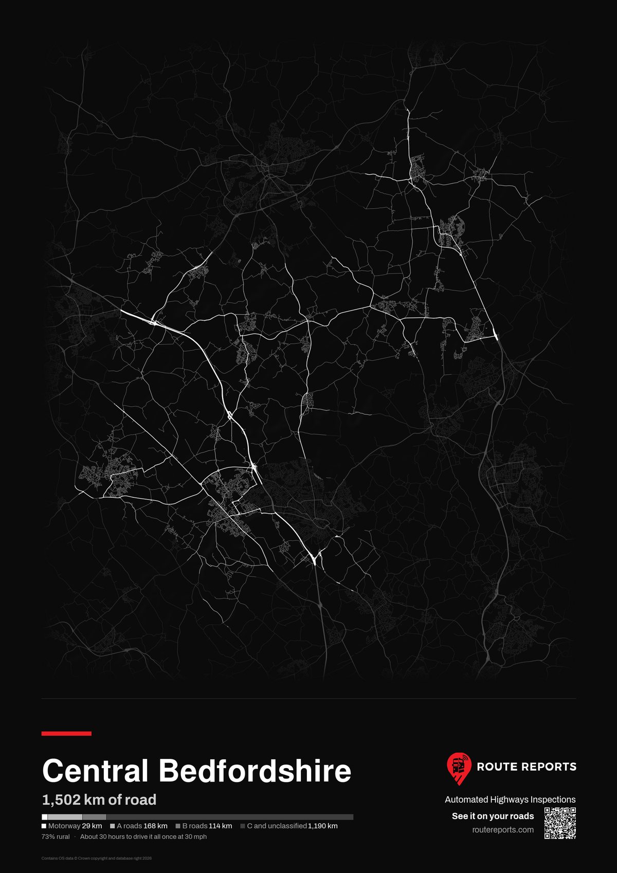 Road network poster, black