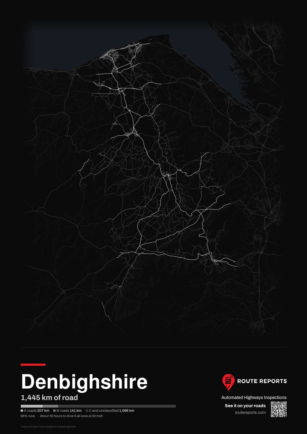 Road network poster, black