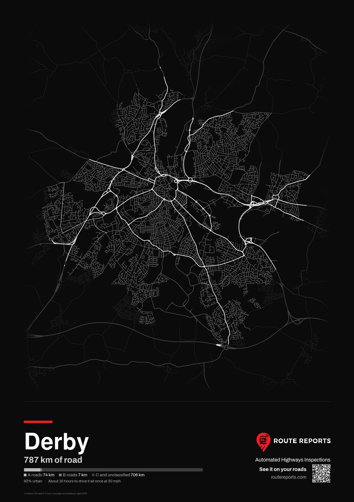 Road network poster, black