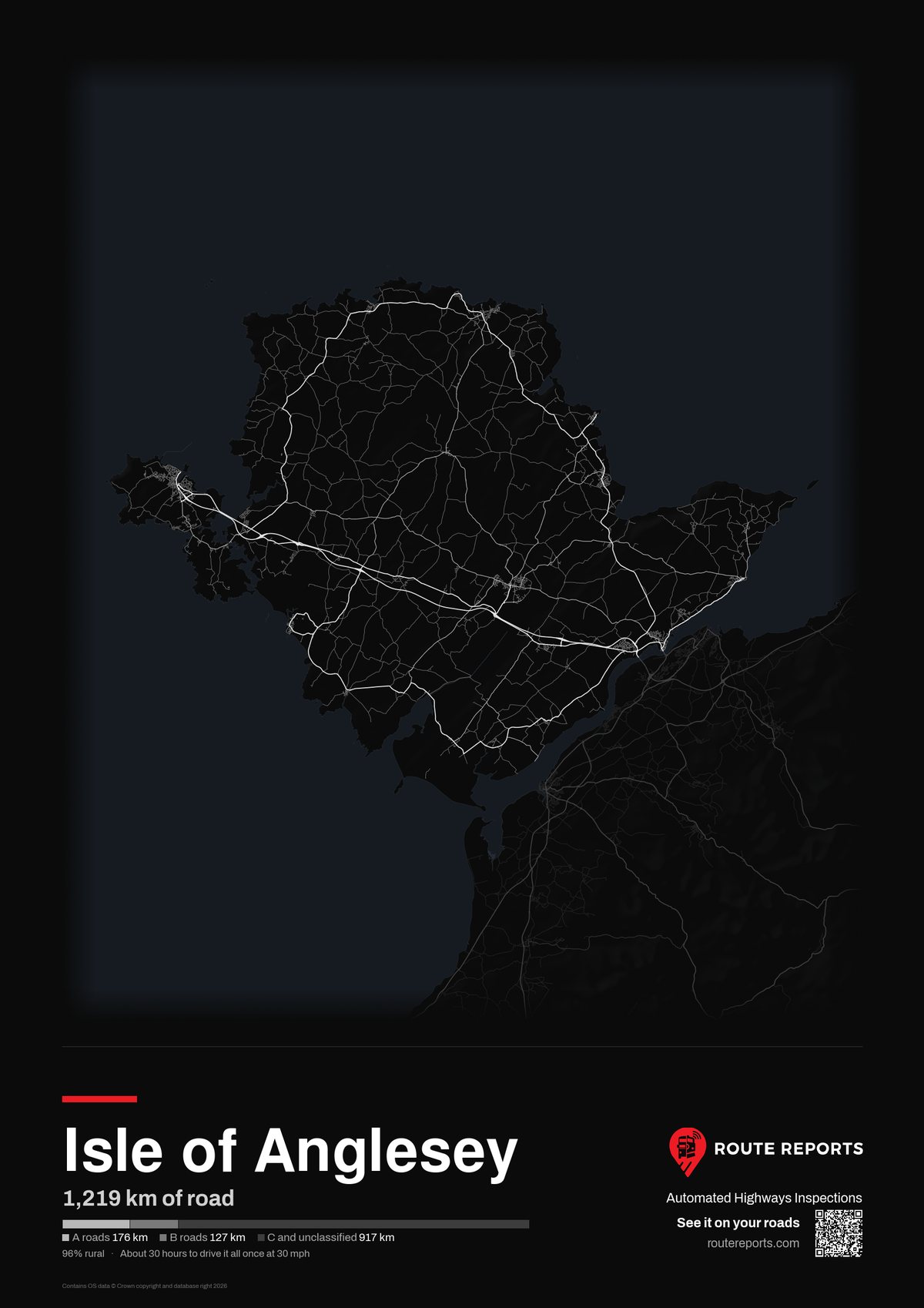 Road network poster, black